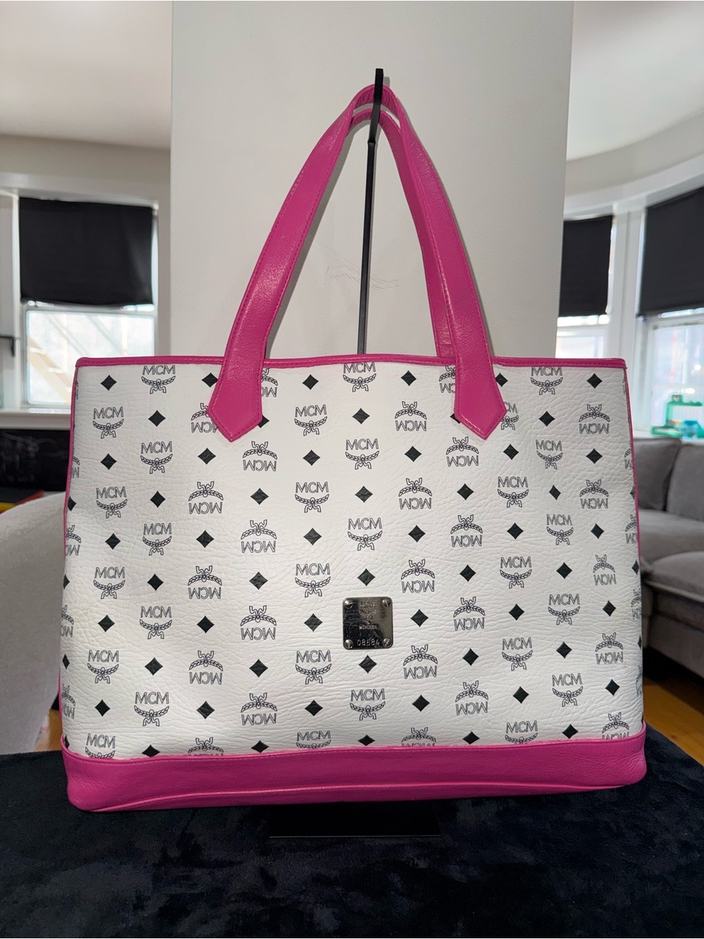 MCM White and Pink Tote Bag